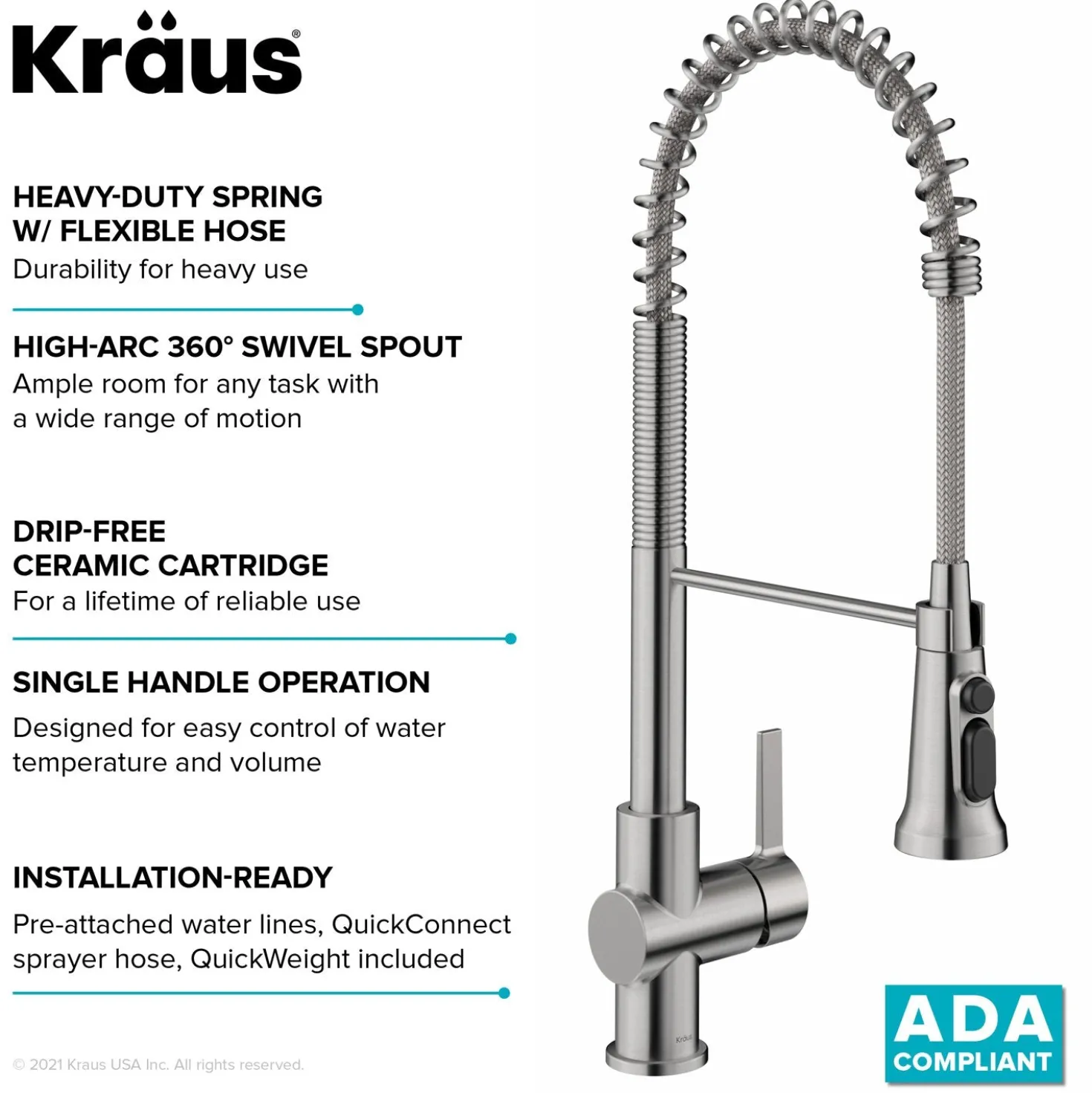 KRAUS Britt Commercial Style Kitchen Faucet with Integrated Water Filter Spout in Spot Free Stainless Steel