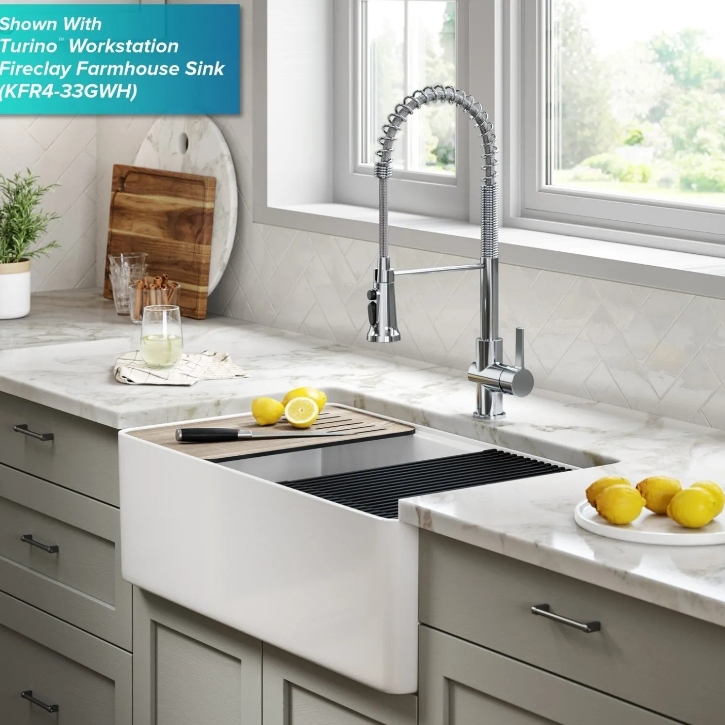 KRAUS Britt Commercial Style Kitchen Faucet with Integrated Water Filter Spout in Chrome
