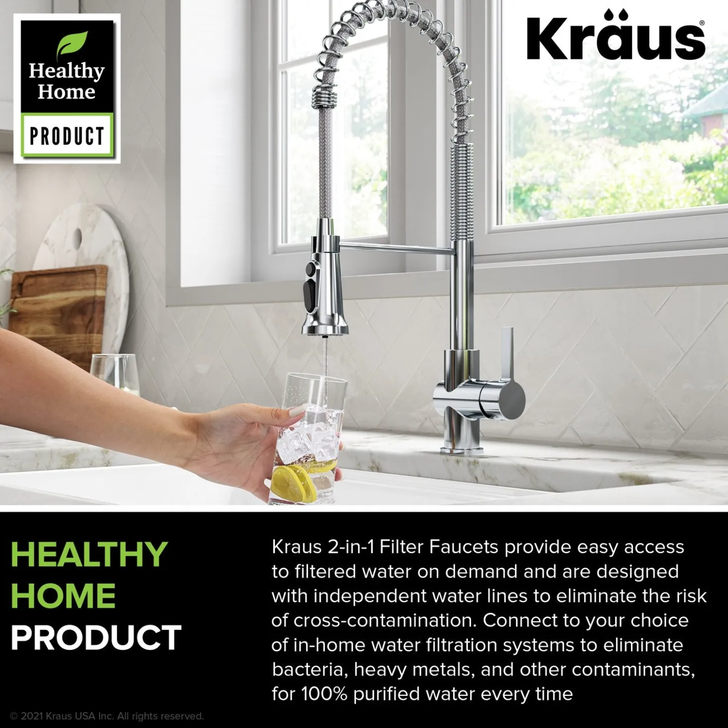 KRAUS Britt Commercial Style Kitchen Faucet with Integrated Water Filter Spout in Chrome