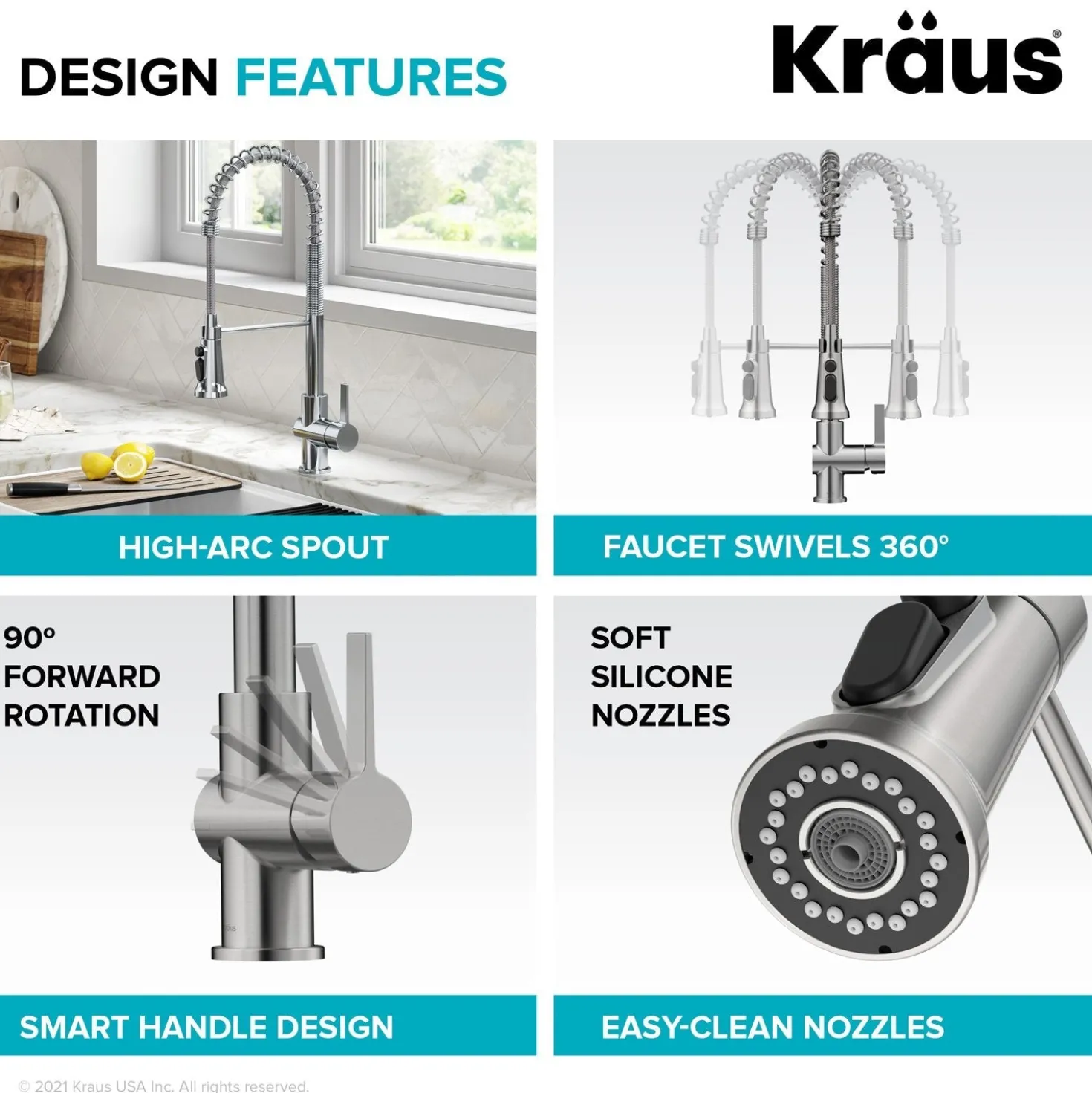 KRAUS Britt Commercial Style Kitchen Faucet with Integrated Water Filter Spout in Chrome