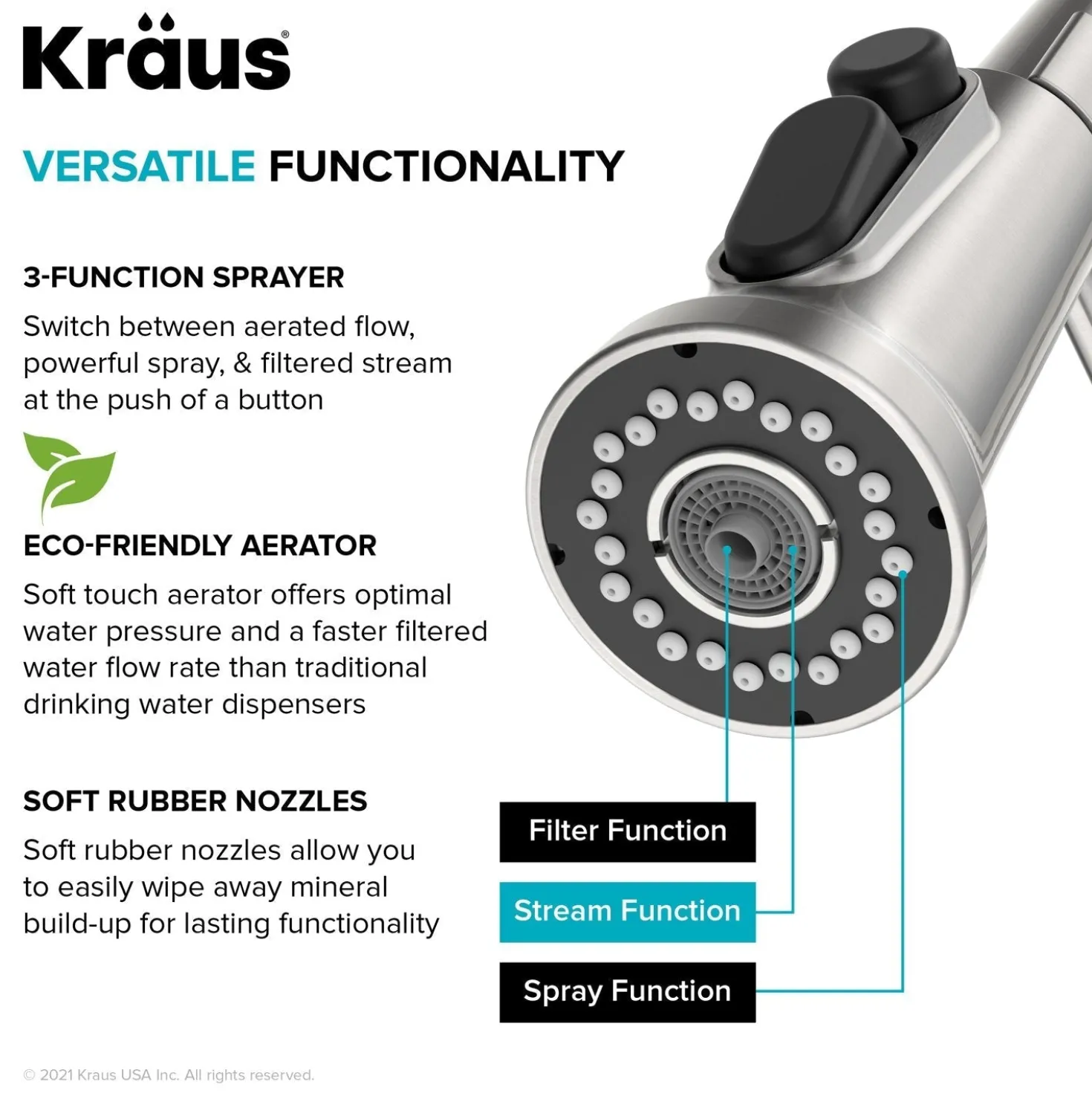 KRAUS Britt Commercial Style Kitchen Faucet with Integrated Water Filter Spout in Chrome