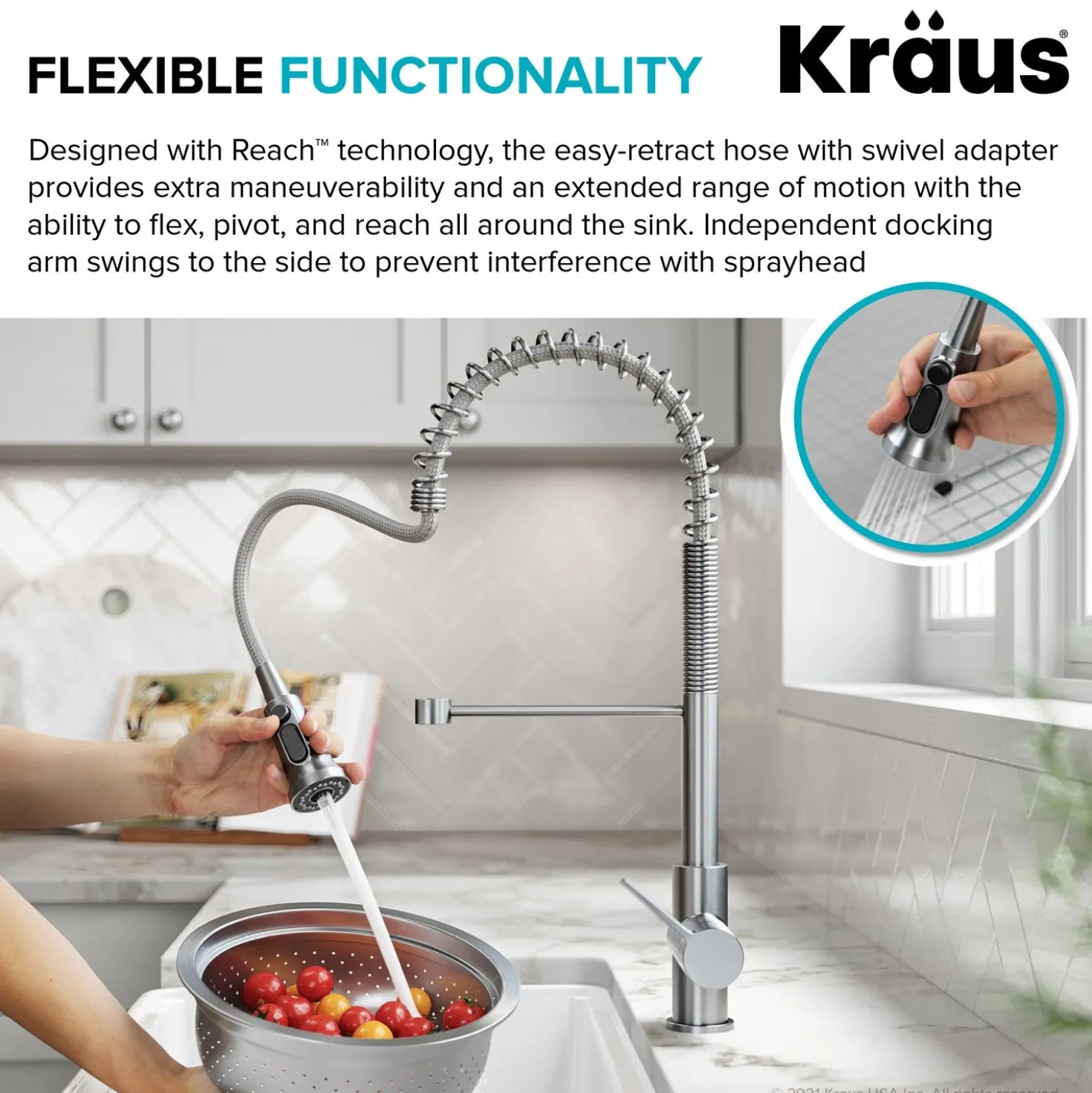 KRAUS Britt Commercial Style Kitchen Faucet with Integrated Water Filter Spout in Chrome