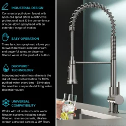 KRAUS Britt Commercial Style Kitchen Faucet with Integrated Water Filter Spout in Chrome