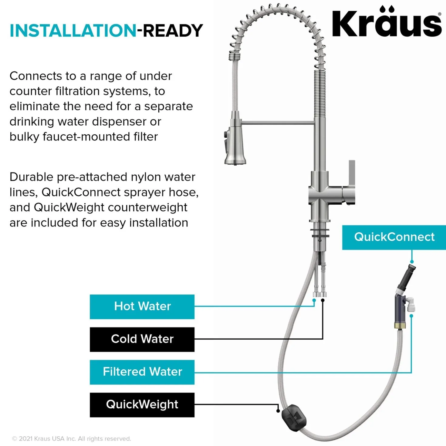 KRAUS Britt Commercial Style Kitchen Faucet with Integrated Water Filter Spout in Chrome