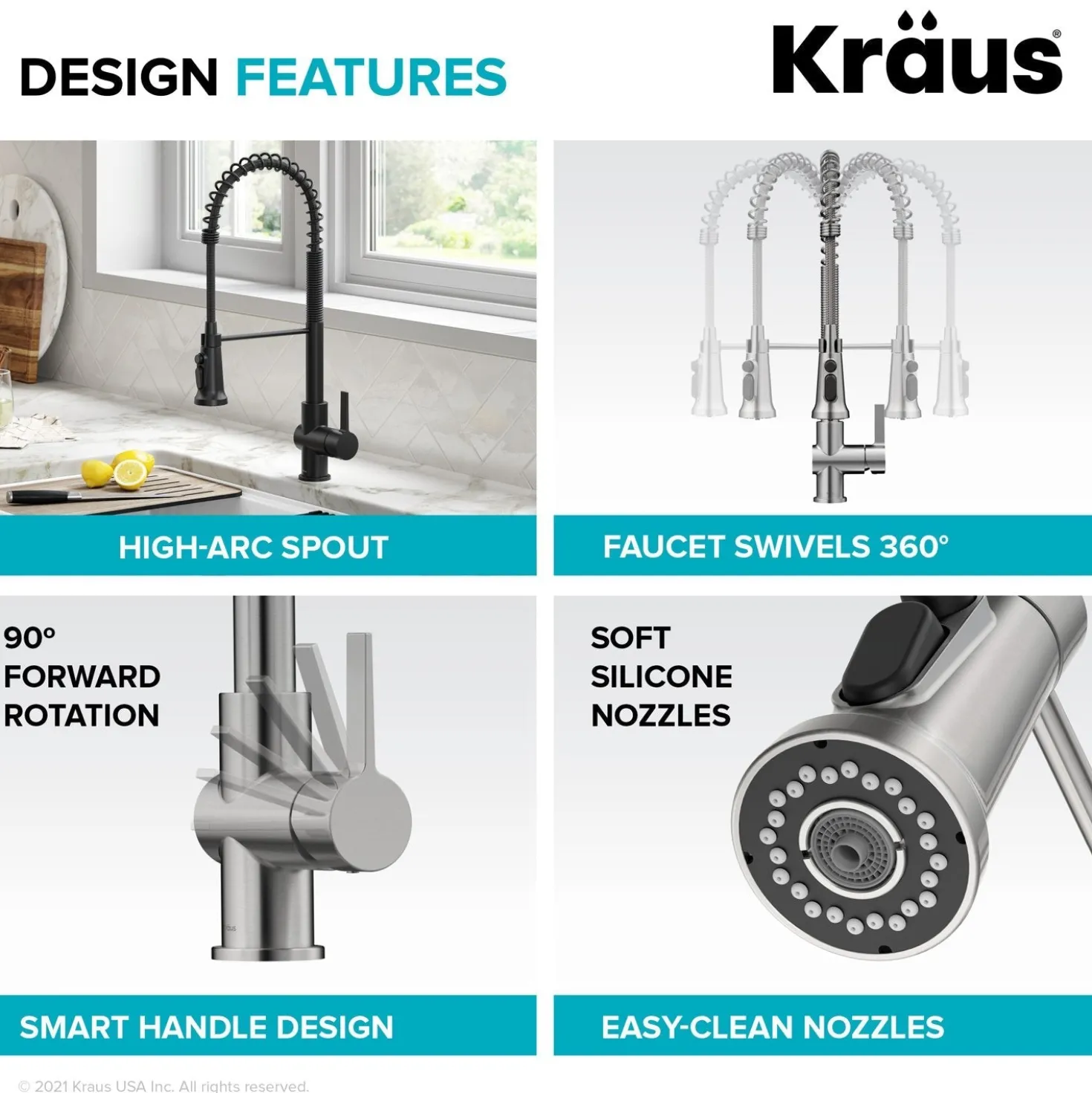 KRAUS Britt Commercial Style Kitchen Faucet with Integrated Water Filter Spout in Matte Black