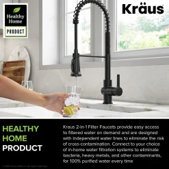 KRAUS Britt Commercial Style Kitchen Faucet with Integrated Water Filter Spout in Matte Black