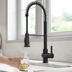 KRAUS Britt Commercial Style Kitchen Faucet with Integrated Water Filter Spout in Matte Black