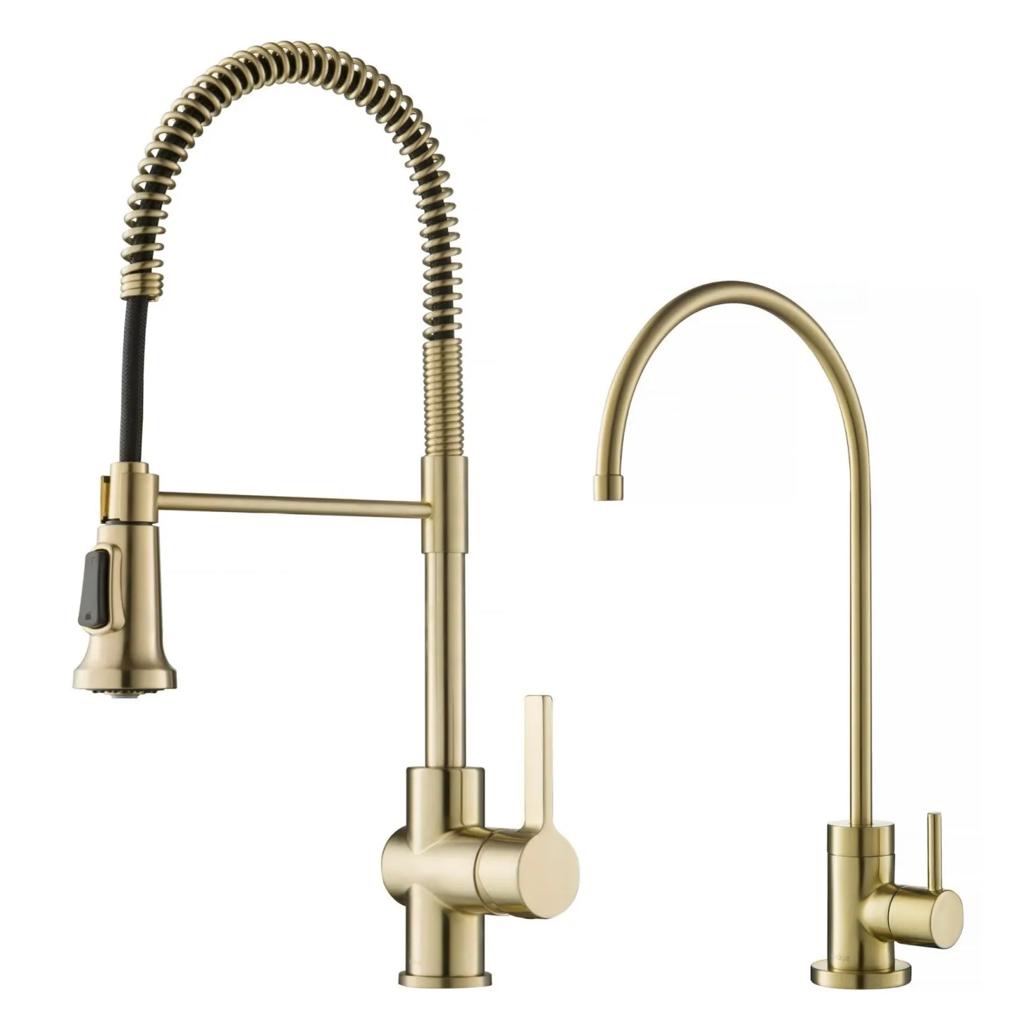 KRAUS Britt Commercial Style Kitchen Faucet and Purita Water Filter Faucet Combo in Spot Free Antique Champagne Bronze