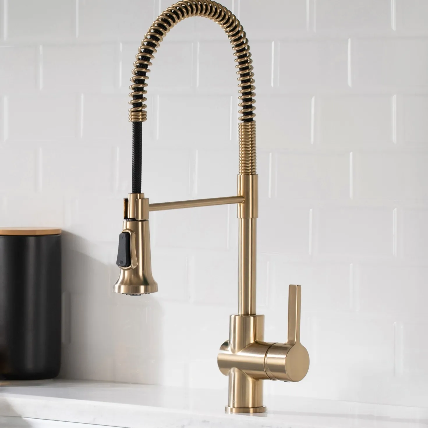 KRAUS Britt Commercial Style Kitchen Faucet and Purita Water Filter Faucet Combo in Spot Free Antique Champagne Bronze