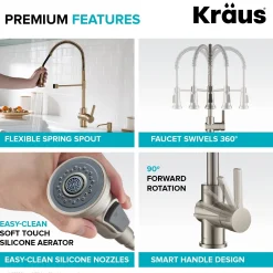 KRAUS Britt Commercial Style Kitchen Faucet and Purita Water Filter Faucet Combo in Spot Free Antique Champagne Bronze