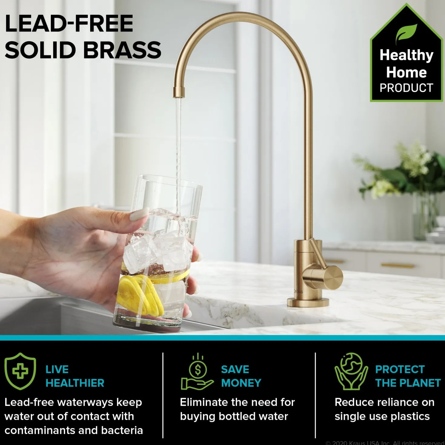 KRAUS Britt Commercial Style Kitchen Faucet and Purita Water Filter Faucet Combo in Spot Free Antique Champagne Bronze