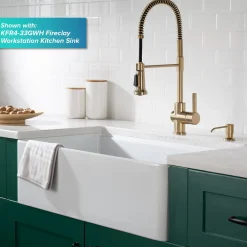 KRAUS Britt Commercial Style Kitchen Faucet and Purita Water Filter Faucet Combo in Spot Free Antique Champagne Bronze