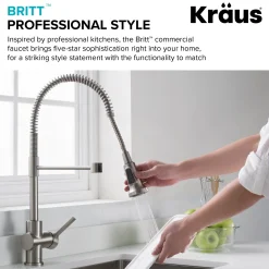 KRAUS Britt Commercial Style Kitchen Faucet and Purita Water Filter Faucet Combo in Spot Free Stainless Steel