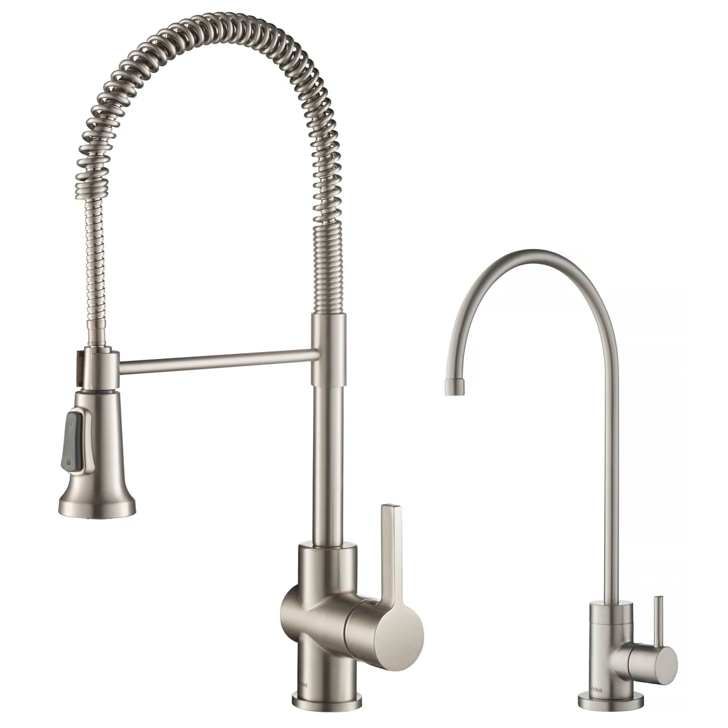 KRAUS Britt Commercial Style Kitchen Faucet and Purita Water Filter Faucet Combo in Spot Free Stainless Steel