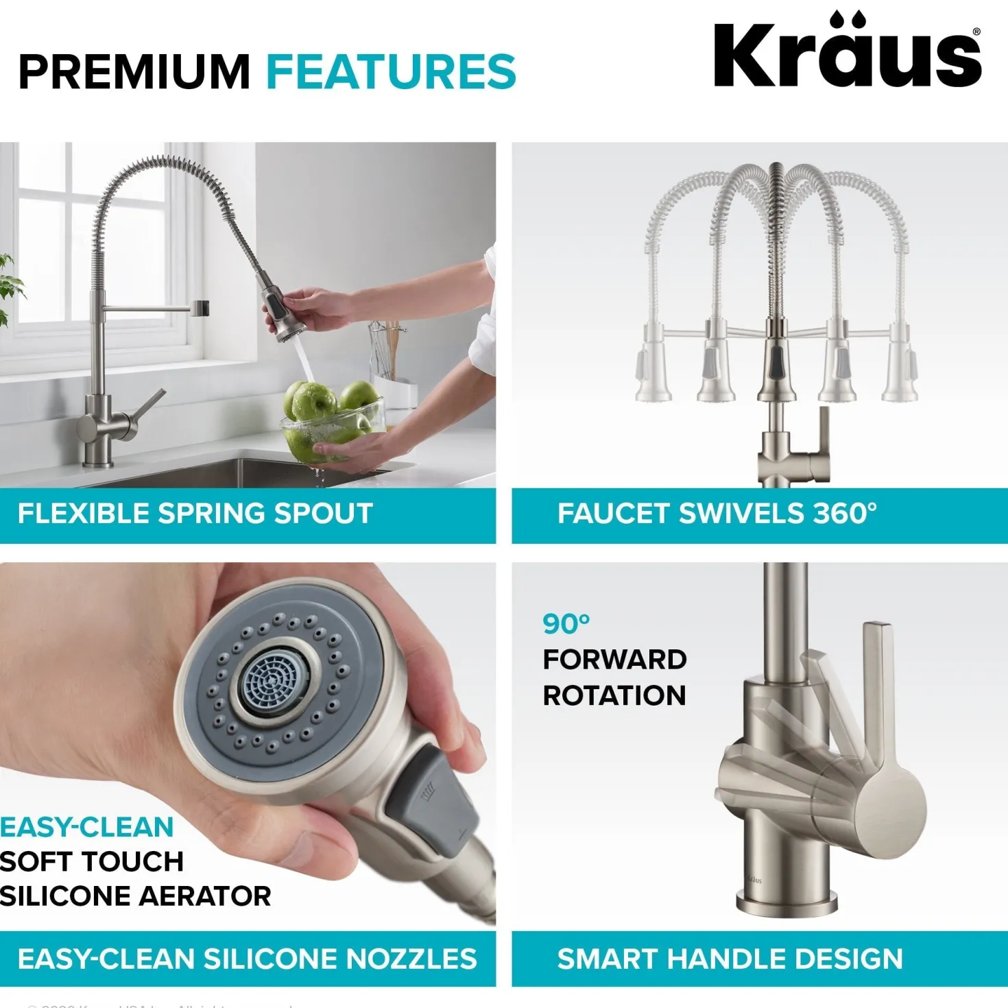 KRAUS Britt Commercial Style Kitchen Faucet and Purita Water Filter Faucet Combo in Spot Free Stainless Steel
