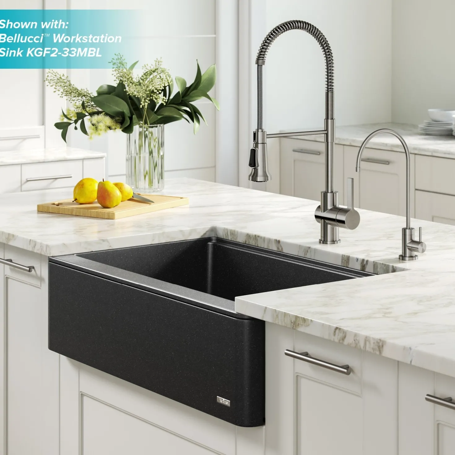 KRAUS Britt Commercial Style Kitchen Faucet and Purita Water Filter Faucet Combo in Spot Free Stainless Steel