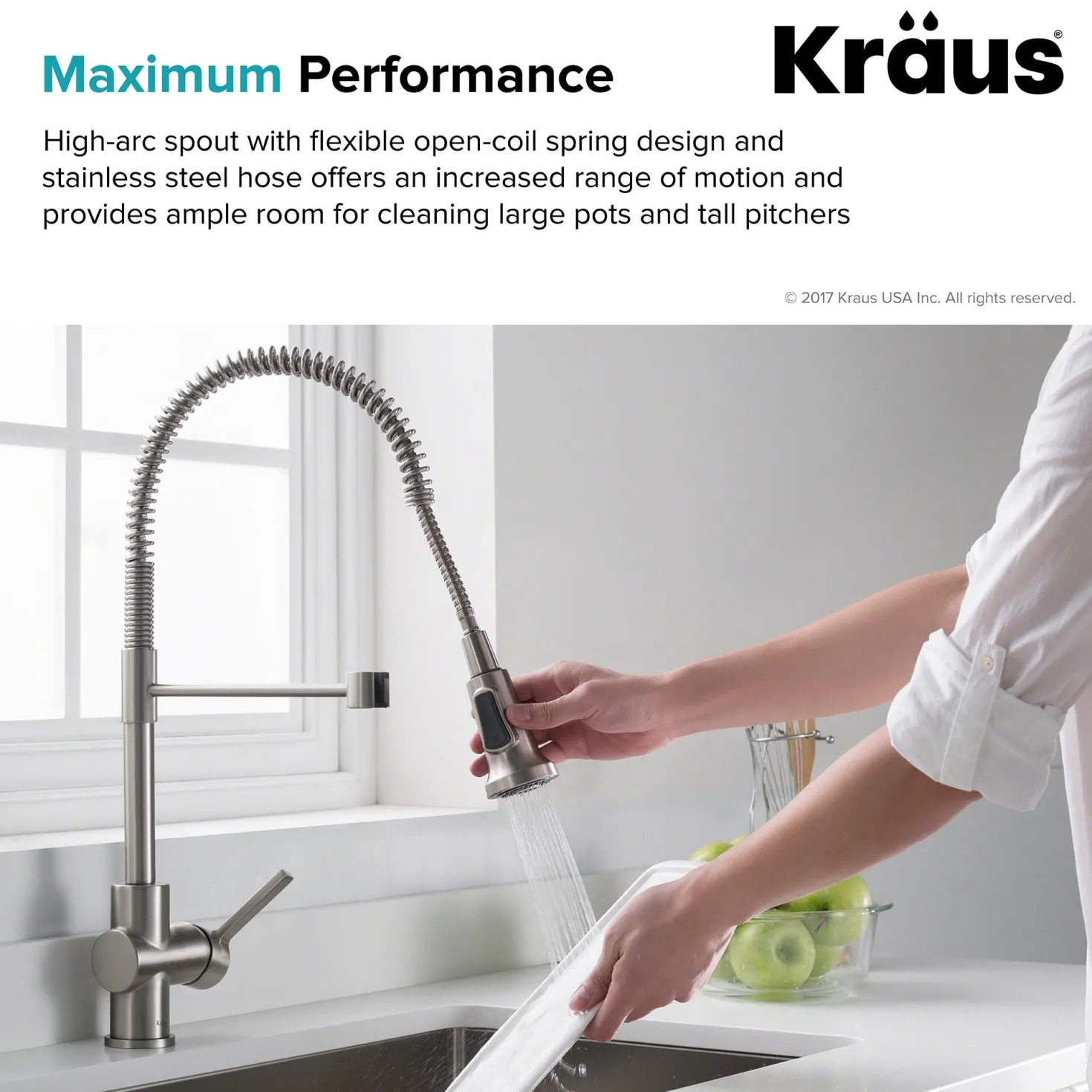 KRAUS Britt Single Handle Commercial Kitchen Faucet with Deck Plate and Soap Dispenser in all-Brite Spot Free Stainless Steel