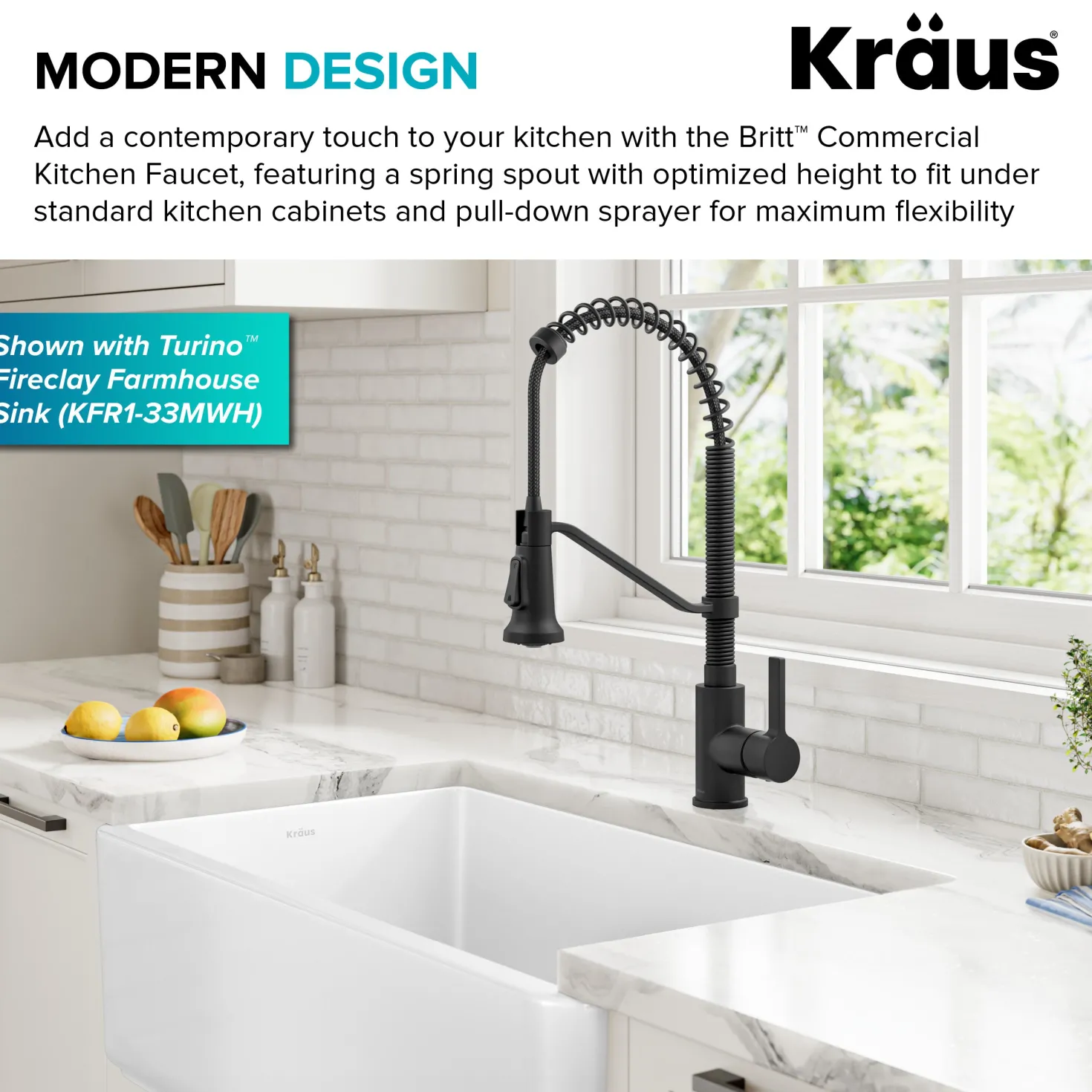 KRAUS Britt Single Handle Pull Down Kitchen Faucet in Matte Black