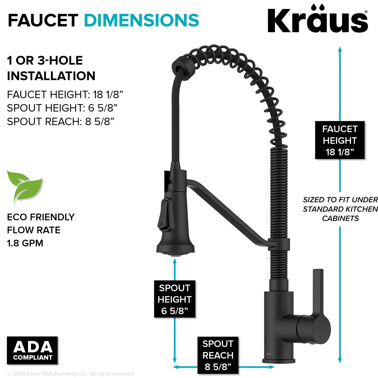 KRAUS Britt Single Handle Pull Down Kitchen Faucet in Matte Black