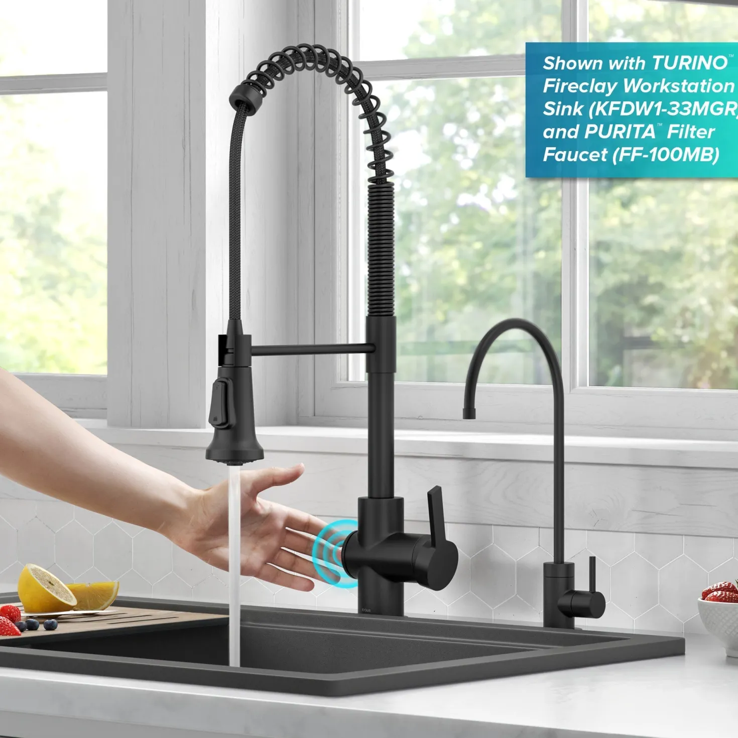 KRAUS Britt Touchless Pull-Down Single Handle Faucet in Matte Black