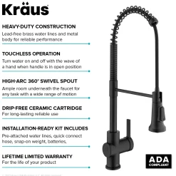 KRAUS Britt Touchless Pull-Down Single Handle Faucet in Matte Black