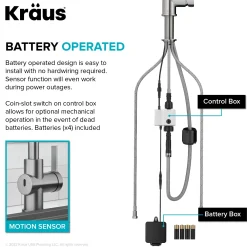 KRAUS Britt Touchless Pull-Down Single Handle Faucet in Spot Free Antique Champagne Bronze