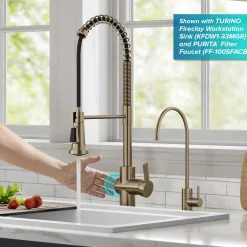 KRAUS Britt Touchless Pull-Down Single Handle Faucet in Spot Free Antique Champagne Bronze