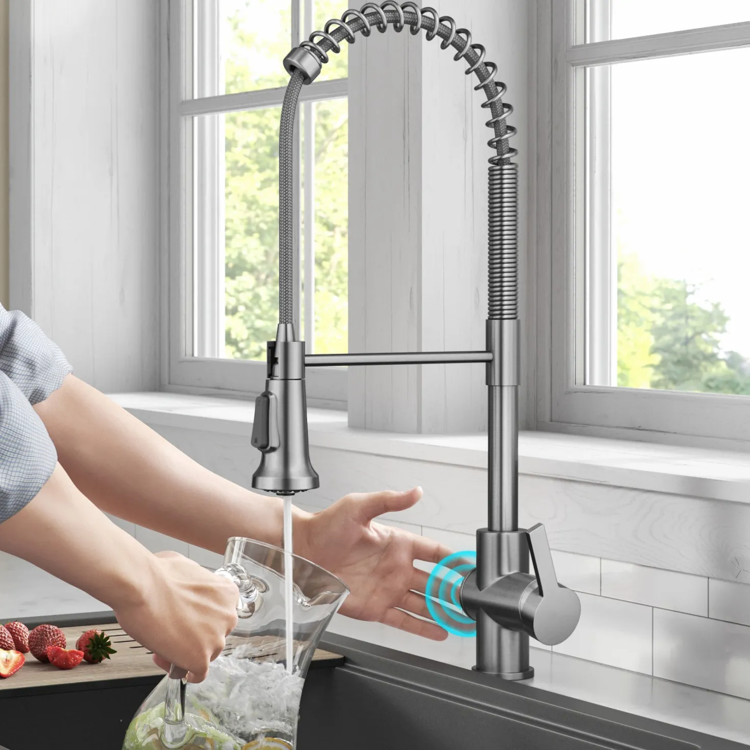 KRAUS Britt Touchless Pull-Down Single Handle Faucet in Spot Free Stainless Steel