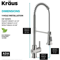 KRAUS Britt Touchless Pull-Down Single Handle Faucet in Spot Free Stainless Steel
