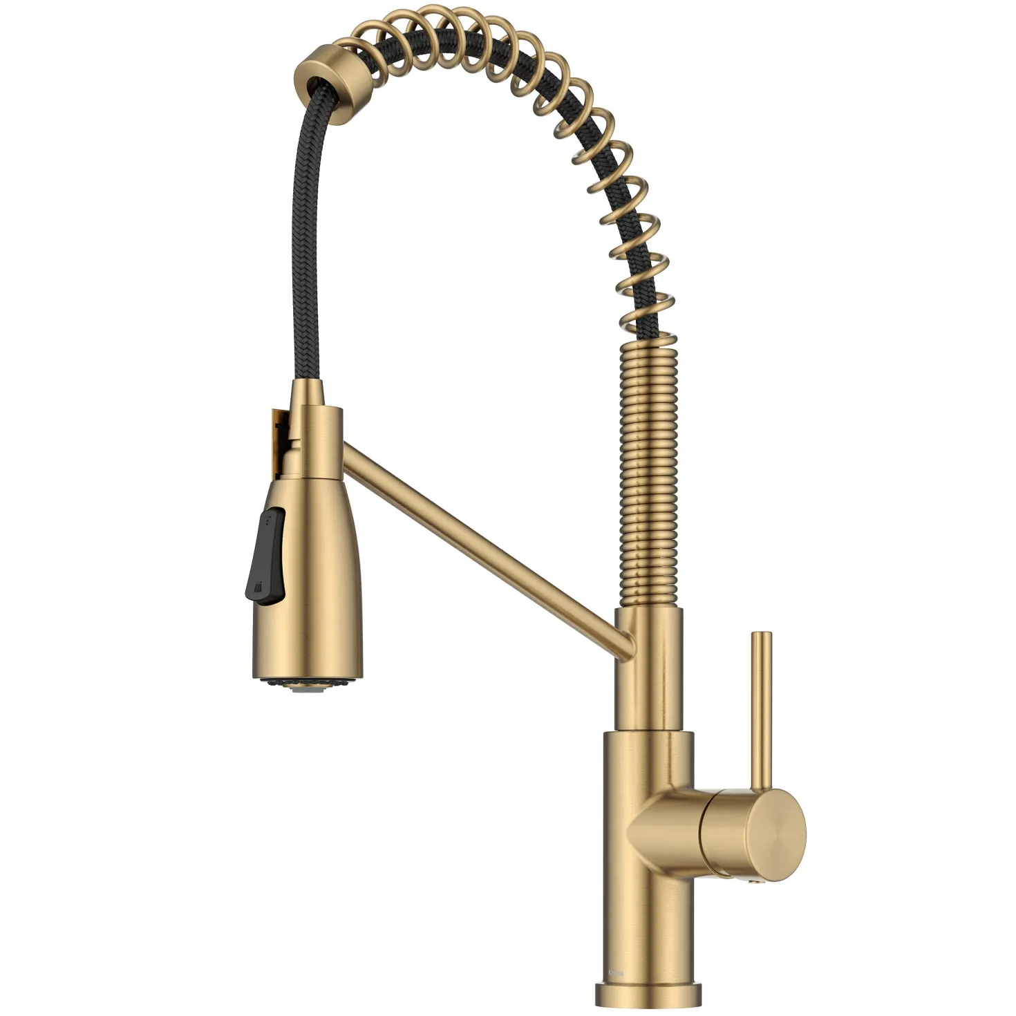 KRAUS Coda Commercial Style Single Handle Pull Down Kitchen Faucet in Brushed Brass