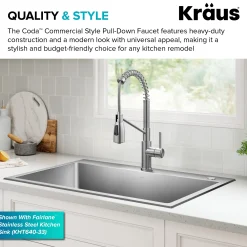 KRAUS Coda Commercial Style Single Handle Pull Down Kitchen Faucet in Spot-Free Stainless Steel