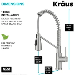 KRAUS Coda Commercial Style Single Handle Pull Down Kitchen Faucet in Spot-Free Stainless Steel