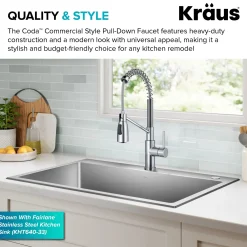 KRAUS Coda Commercial StyleSingle Handle Pull Down Kitchen Faucet in Chrome