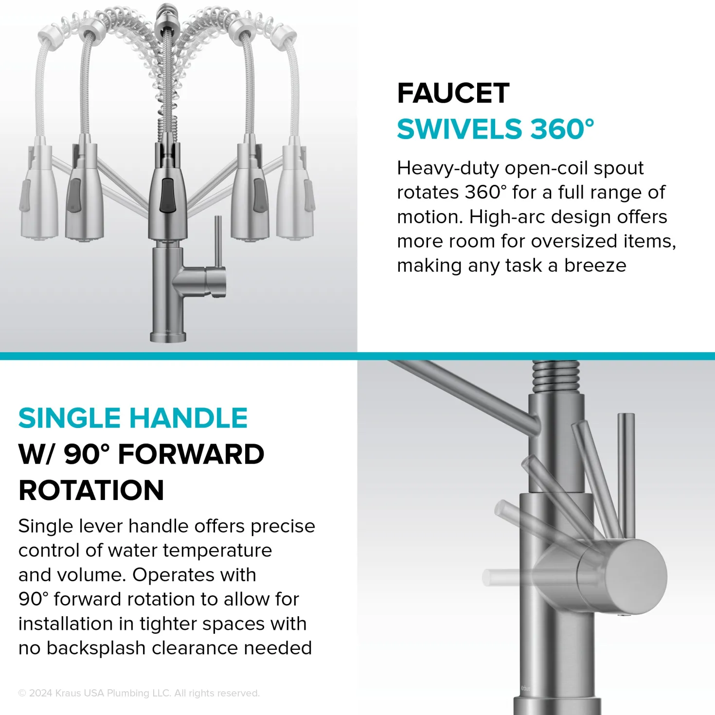 KRAUS Coda Commercial StyleSingle Handle Pull Down Kitchen Faucet in Chrome