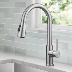 KRAUS Coda Single Handle Pull Down Kitchen Faucet in Spot-Free Stainless Steel