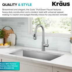 KRAUS Coda Single Handle Pull Down Kitchen Faucet in Spot-Free Stainless Steel