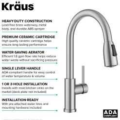 KRAUS Coda Single Handle Pull Down Kitchen Faucet in Spot-Free Stainless Steel