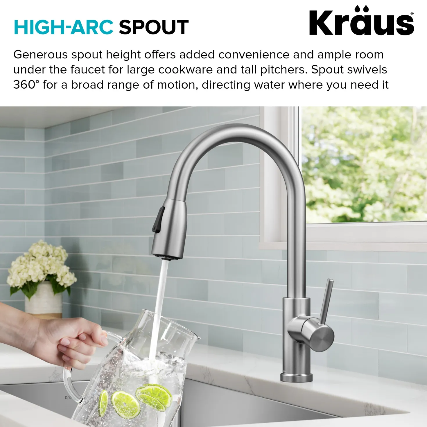 KRAUS Coda Single Handle Pull Down Kitchen Faucet in Spot-Free Stainless Steel