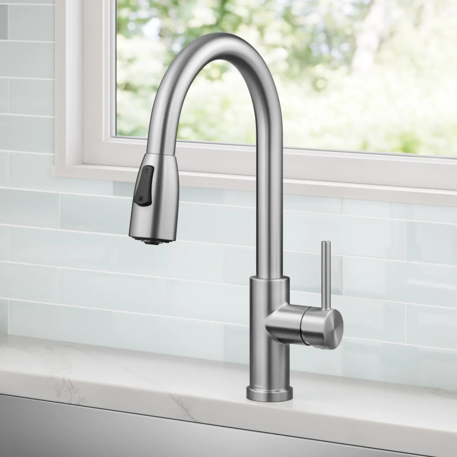 KRAUS Coda Single Handle Pull Down Kitchen Faucet in Spot-Free Stainless Steel