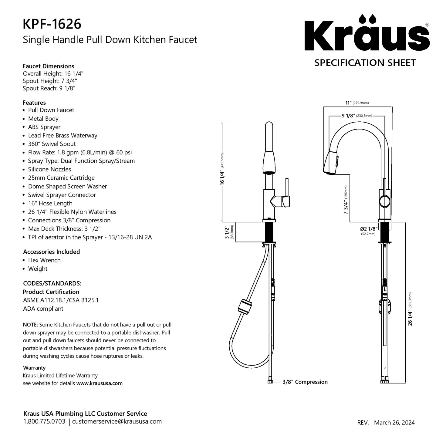 KRAUS Coda Single Handle Pull Down Kitchen Faucet in Matte Black