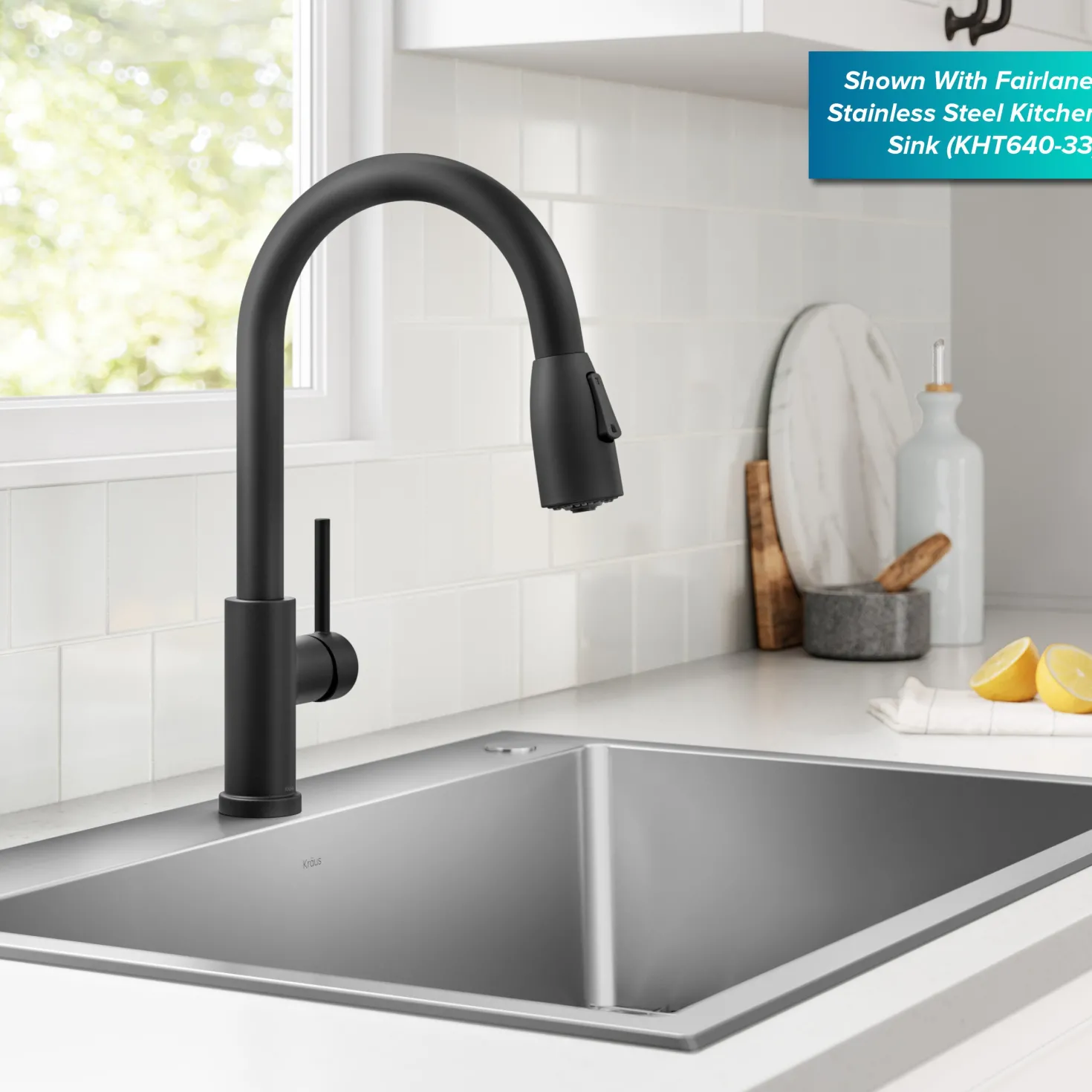 KRAUS Coda Single Handle Pull Down Kitchen Faucet in Matte Black