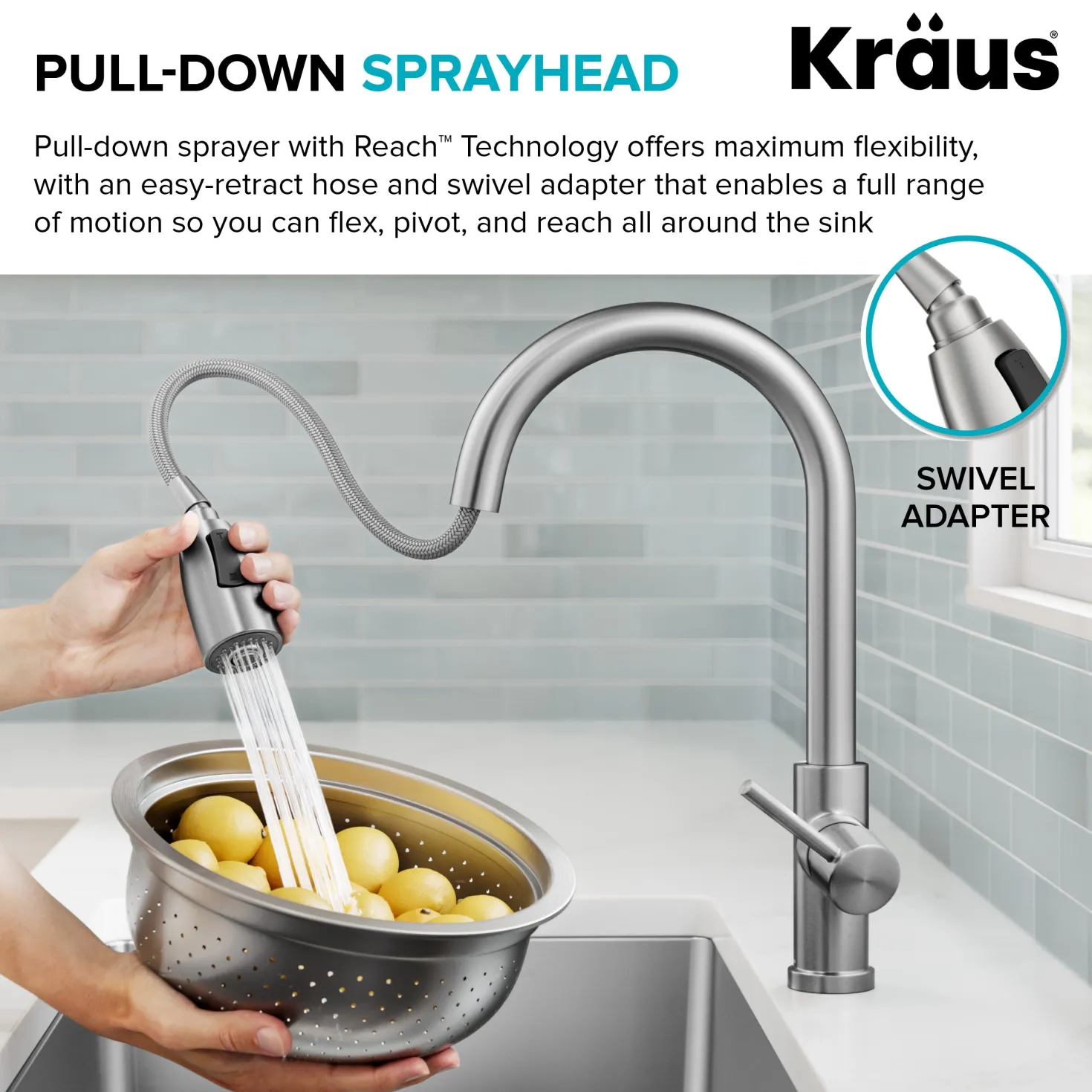 KRAUS Coda Single Handle Pull Down Kitchen Faucet in Matte Black