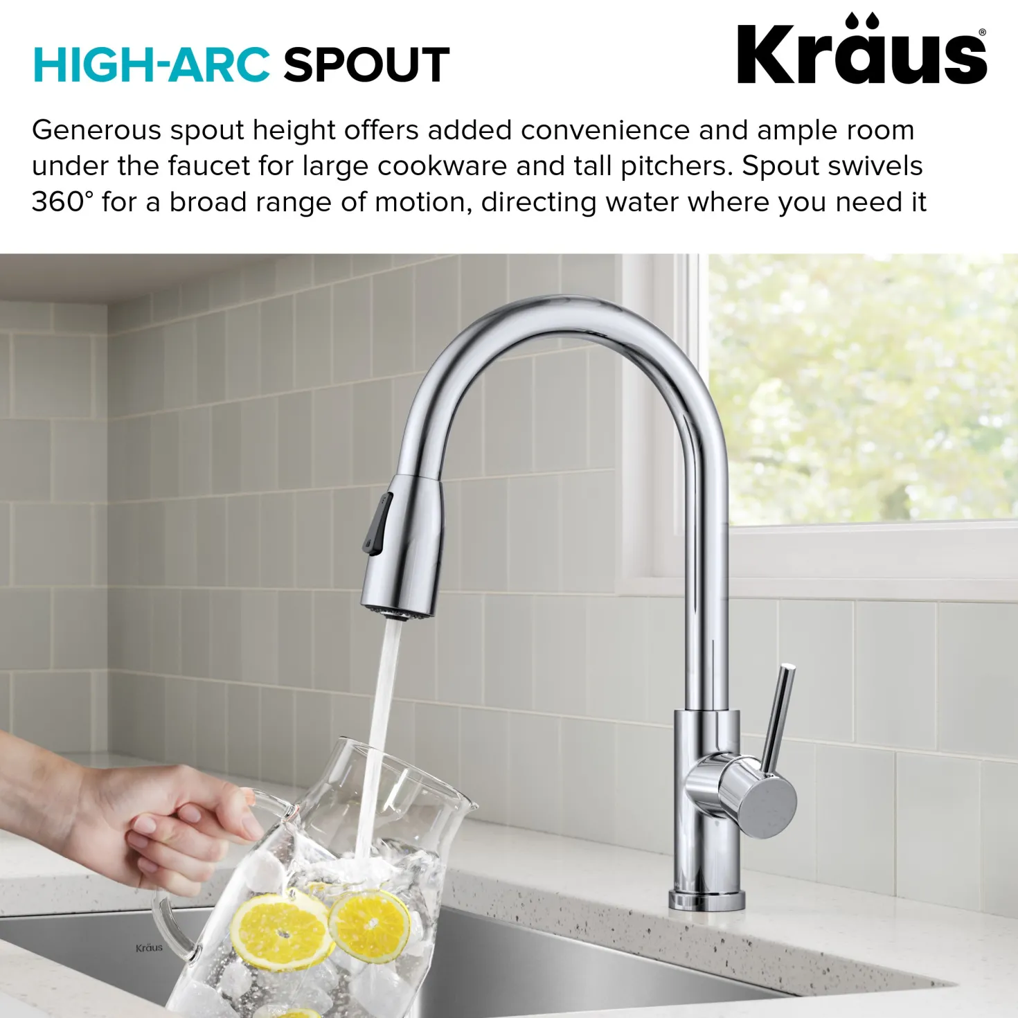 KRAUS Coda Single Handle Pull Down Kitchen Faucet in Chrome