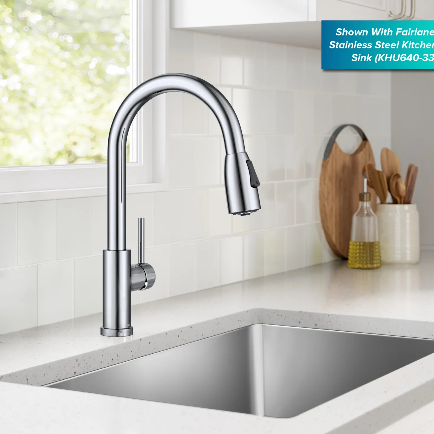 KRAUS Coda Single Handle Pull Down Kitchen Faucet in Chrome