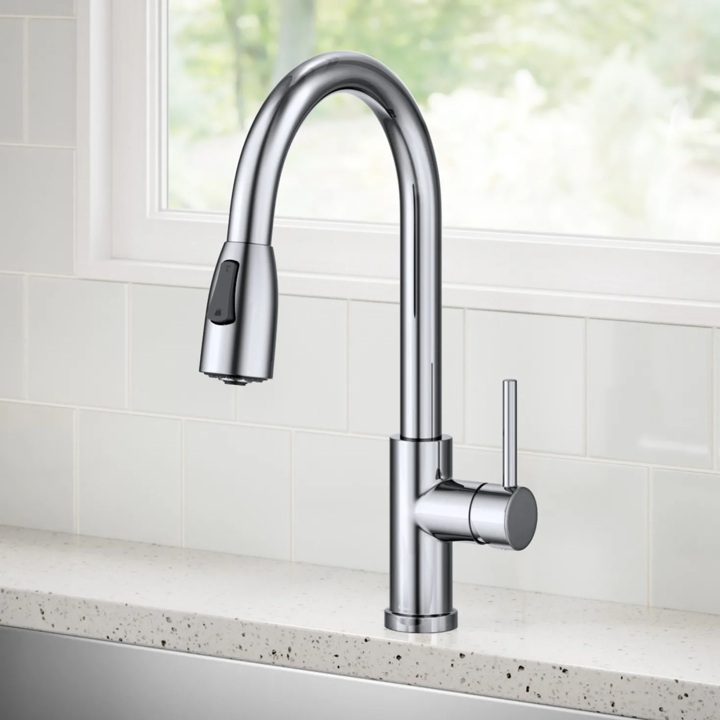 KRAUS Coda Single Handle Pull Down Kitchen Faucet in Chrome