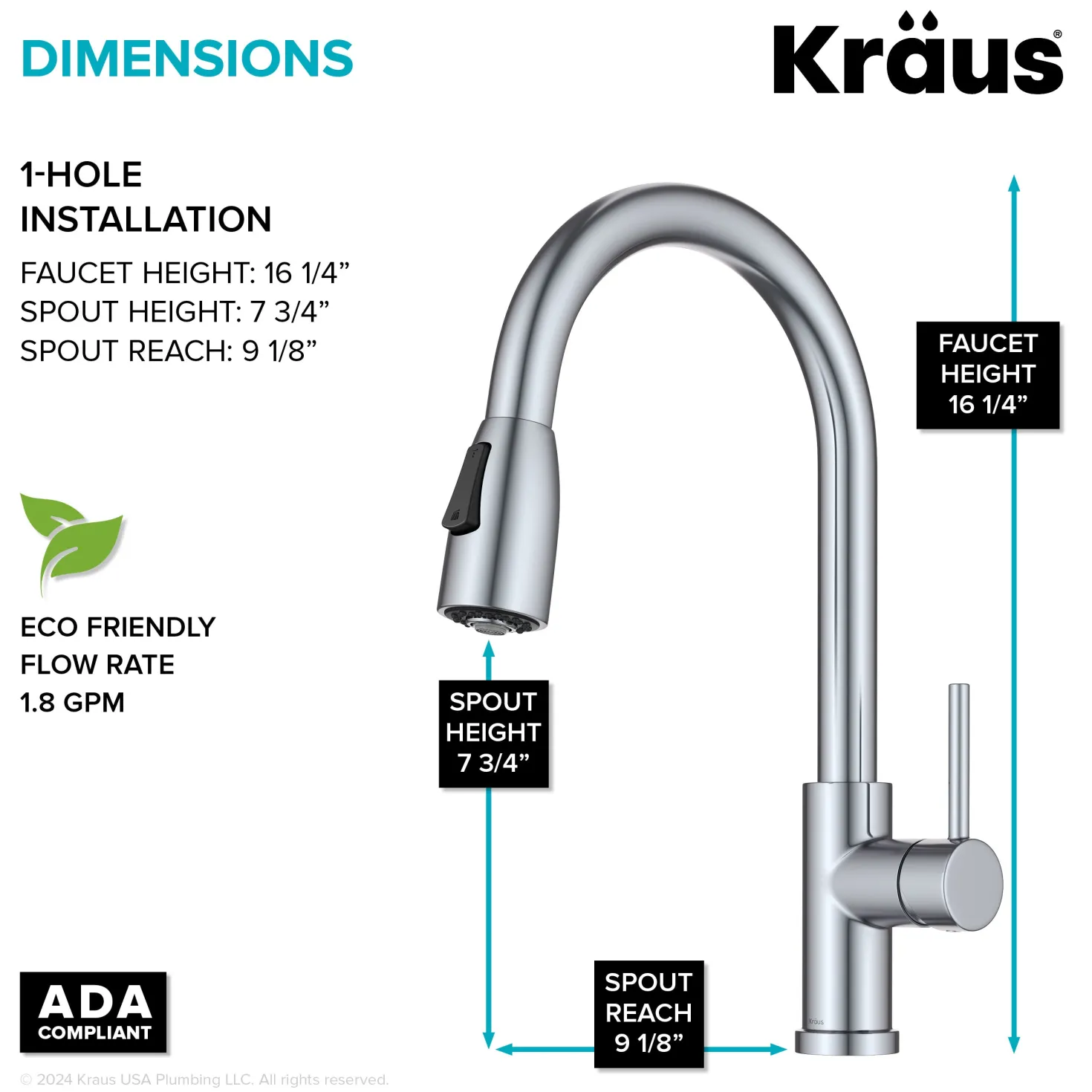 KRAUS Coda Single Handle Pull Down Kitchen Faucet in Chrome