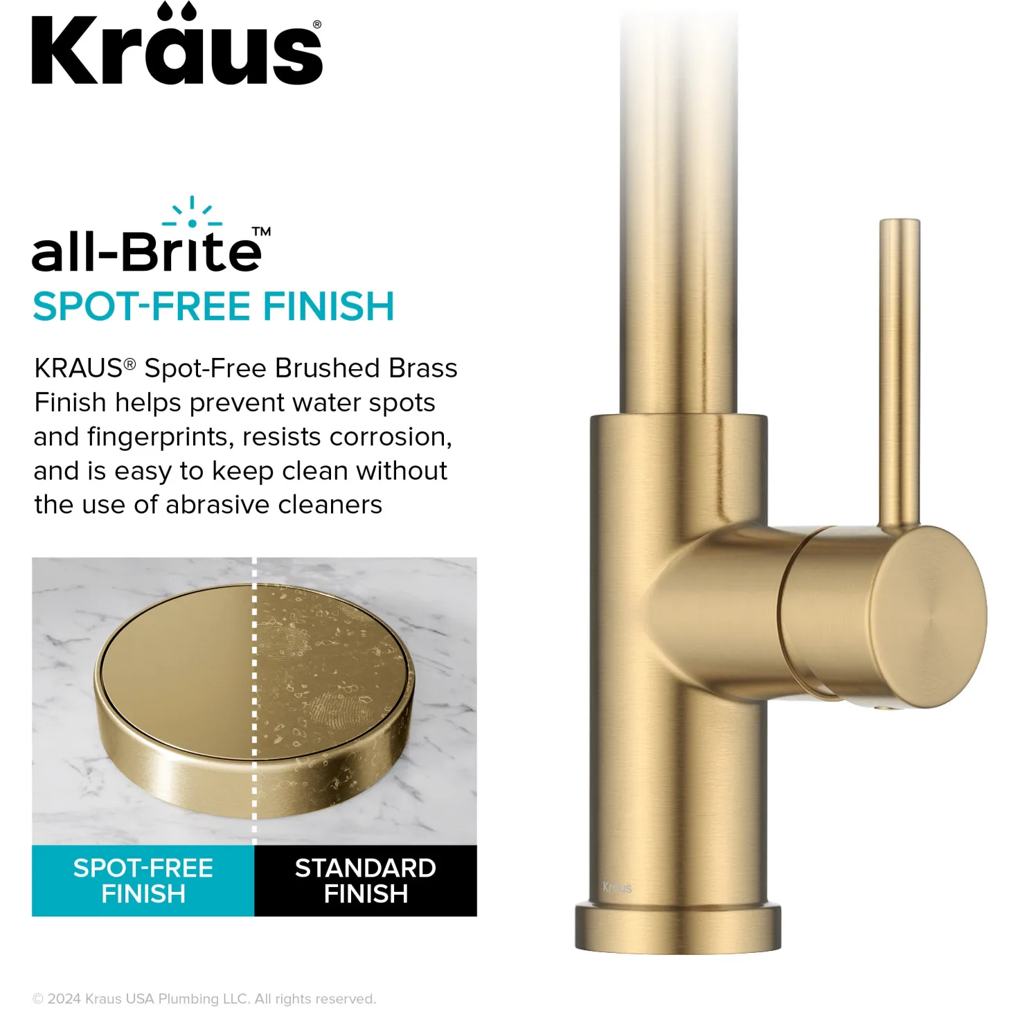 KRAUS Coda Single Handle Pull Down Kitchen Faucet in Spot-Free Brushed Brass