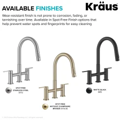 KRAUS Contemporary Bridge Kitchen Faucet with Spray-Head in Matte Black