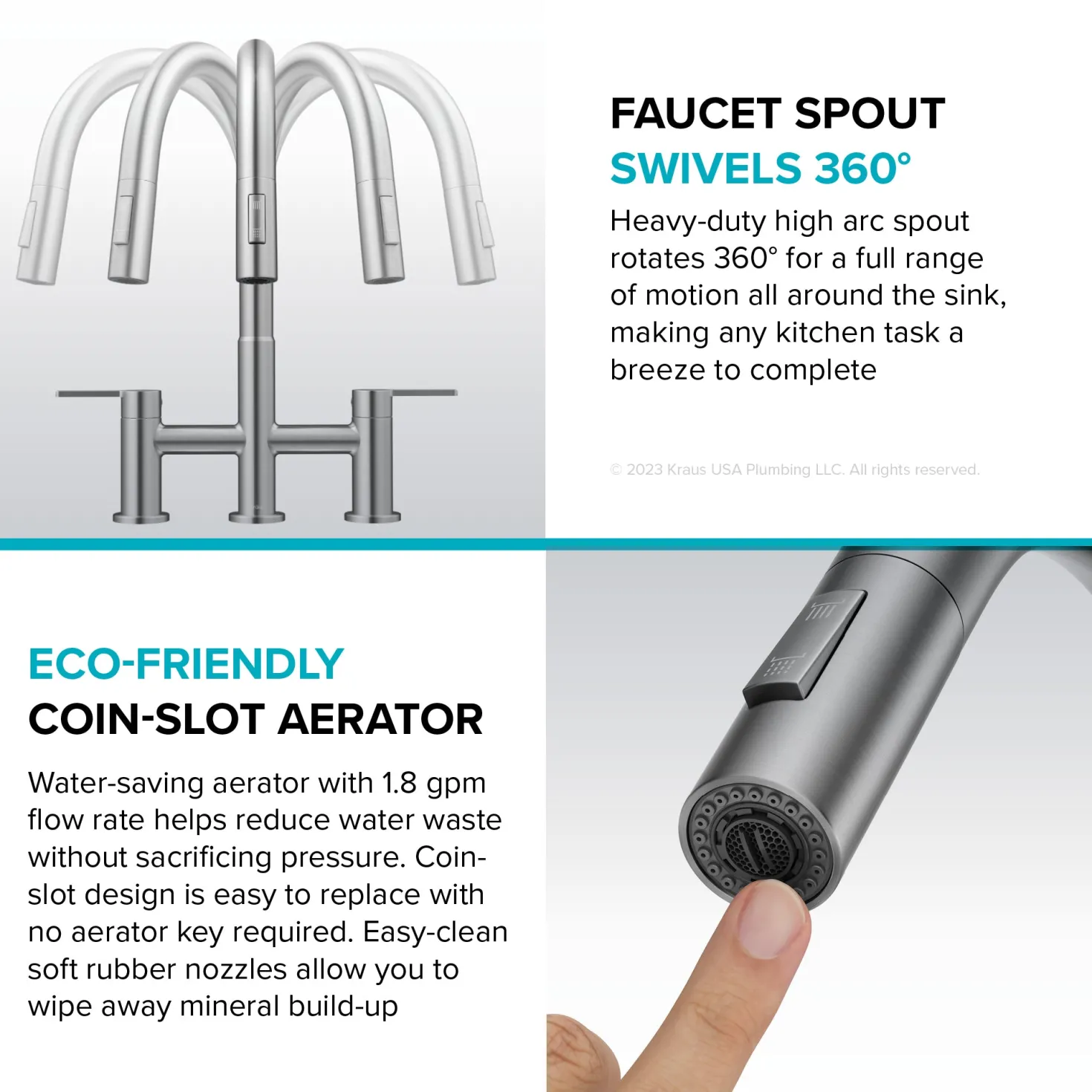 KRAUS Contemporary Bridge Kitchen Faucet with Spray-Head in Spot-Free Stainless