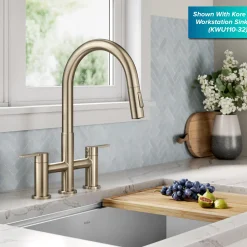 KRAUS Contemporary Bridge Kitchen Faucet with Spray-Head in Antique Bronze